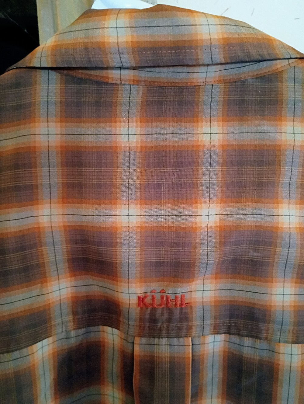 Kuhl Shirt EUC Snap Front Plaid Brown Orange - Picture 11 of 11